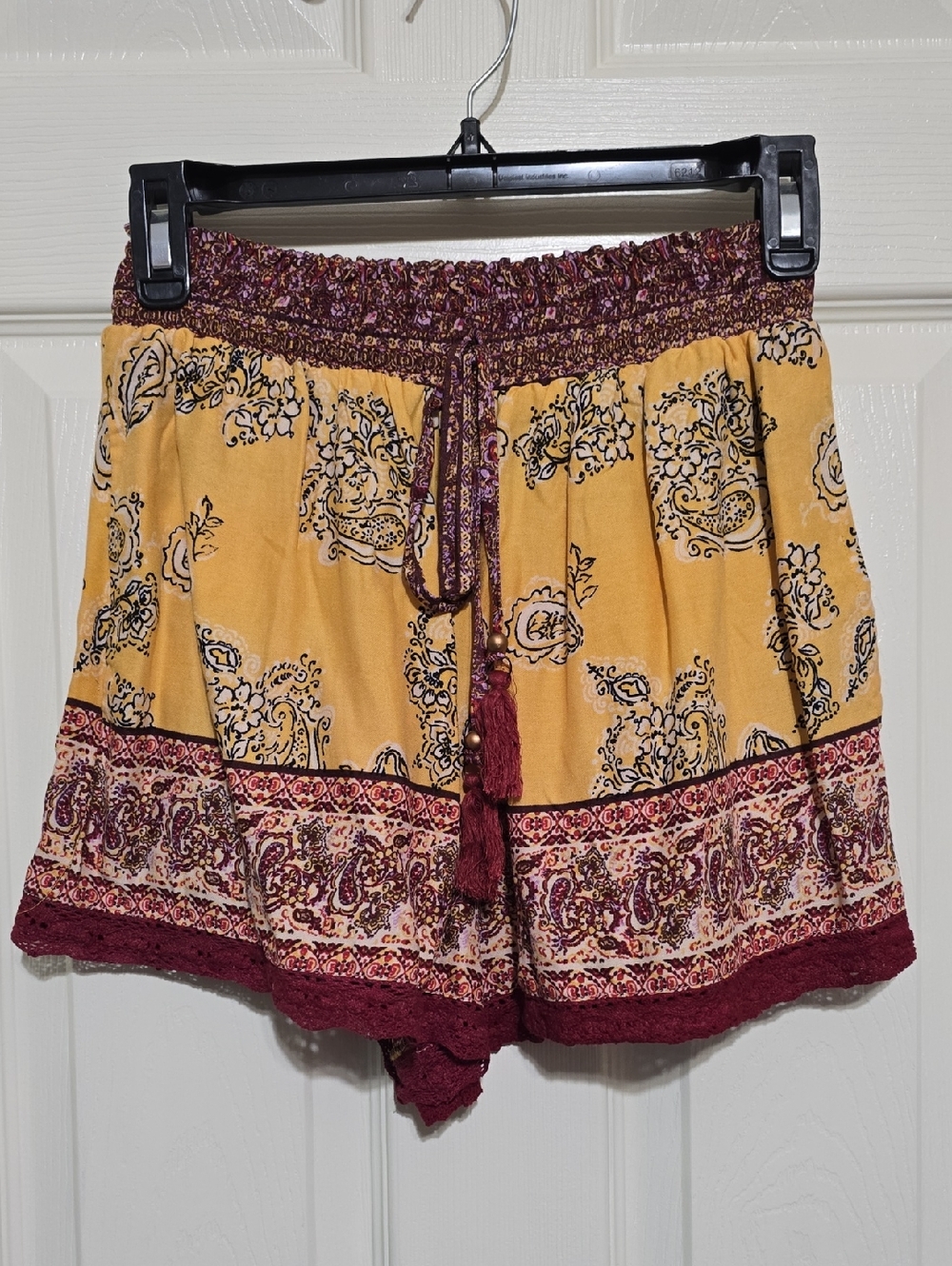 Angie Mustard and Burgundy Paisley Skort Shorts
